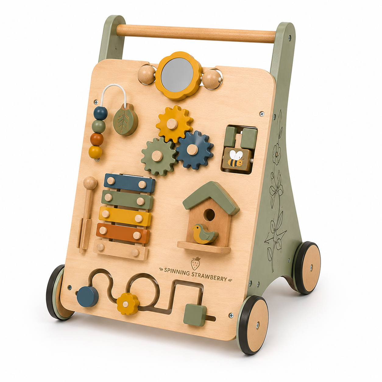 Spinning Strawberry Wooden Activity Walker Toy