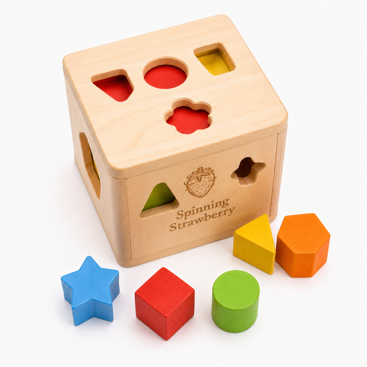 Spinning Strawberry Wooden Shape Sorter Toy