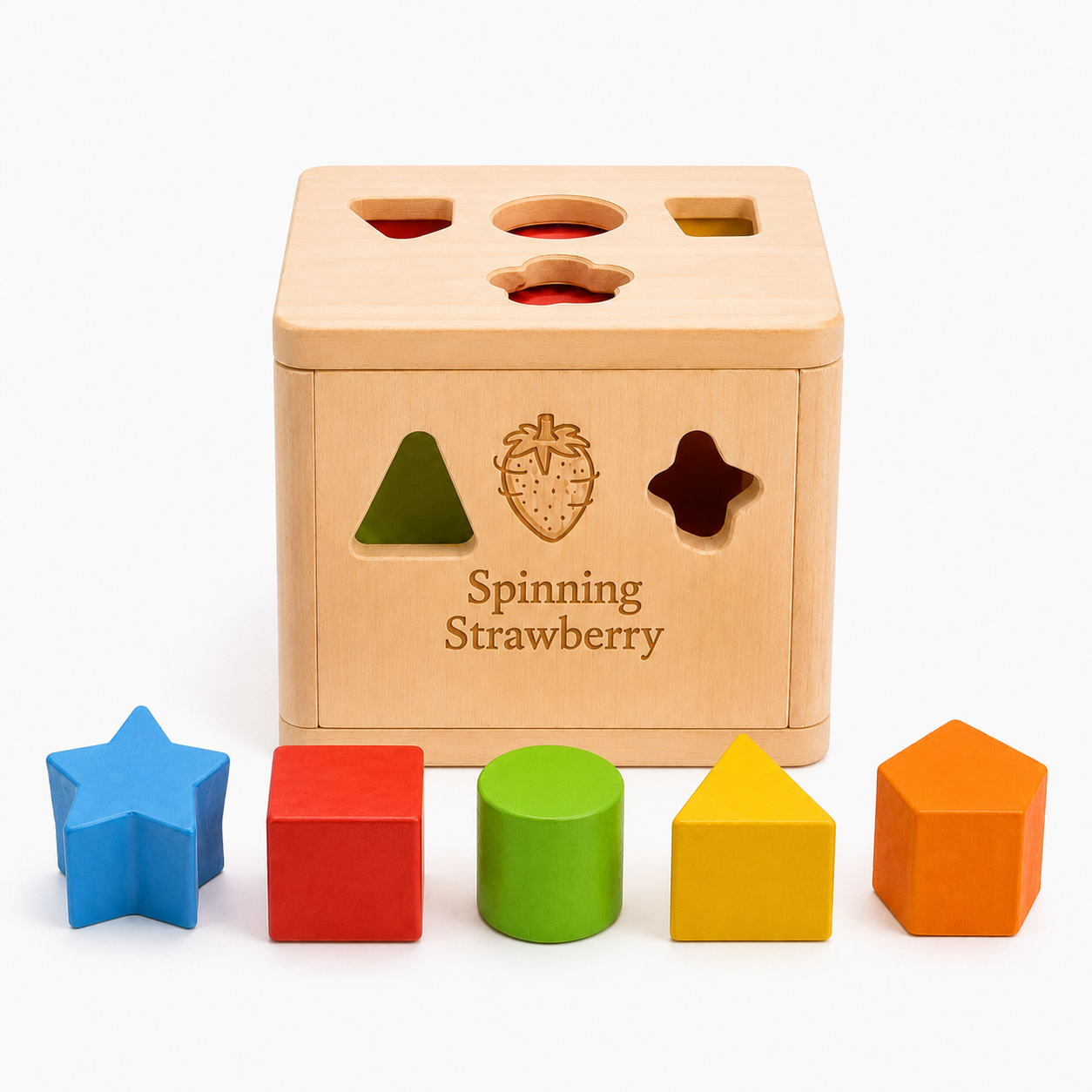 Spinning Strawberry Wooden Shape Sorter Toy